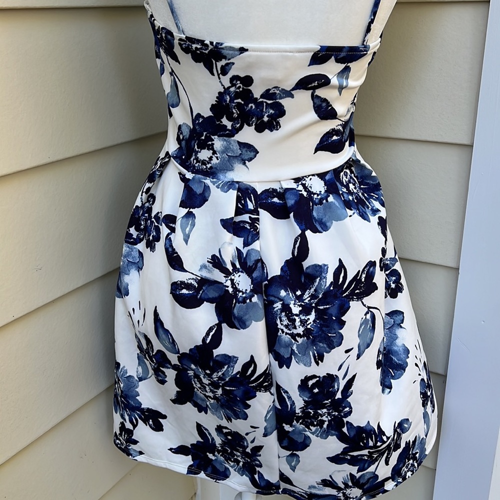 Monteau Blue White Floral Dress Spaghetti Strap Cottagecore Romantic Barbiecore - Picture 5 of 12